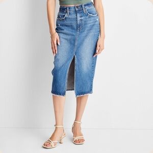 Women's High-Rise Denim Midi Skirt - Universal Thread™ Medium Wash 4